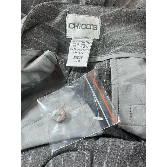 Chicos Womens Pants Gray Pinstriped Wide Leg Palazzo Size 2.5 R - Picture 4 of 6